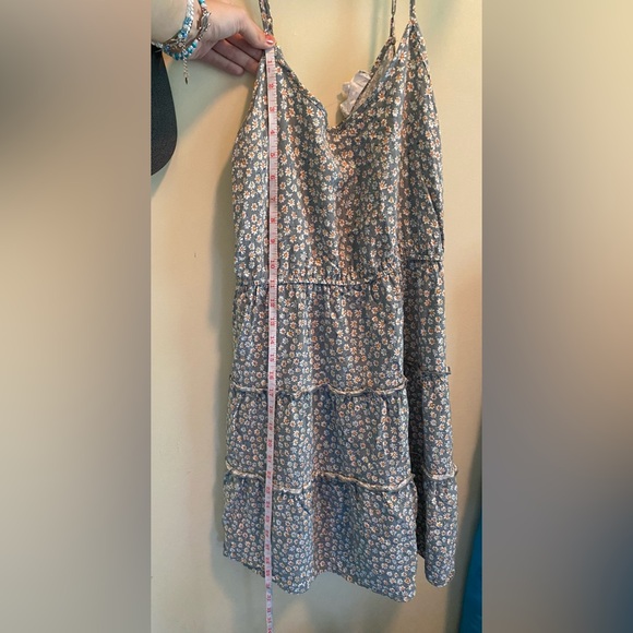 Pink Rose Blue/ Green Floral Dress | SIZE: US L - Picture 9 of 10